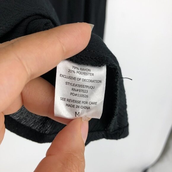 NWT Miken Swim Black Beach Bathing Suit Cover-Up Tunic w/ Floral Embroidery M - Picture 14 of 16